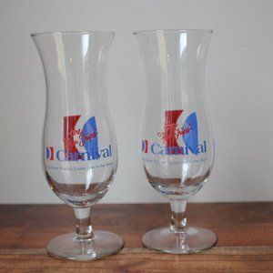 Carnival Cruise Lines Hurricane Glasses ‘the Fun Ships’ 8" Tall Barware set of 2